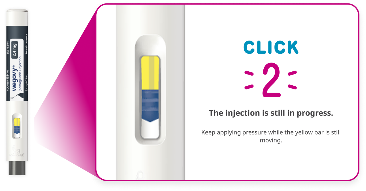 When you hear the second click, keep applying pressure until the yellow bar stops moving.